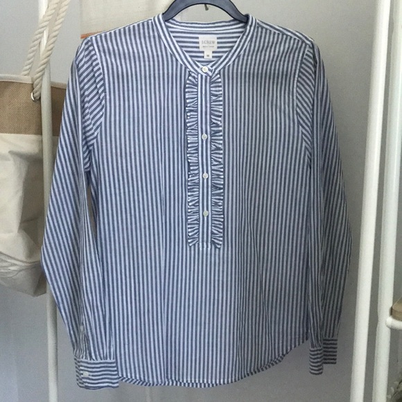 J. Crew Tops - J. Crew Ruffle Striped Blouse